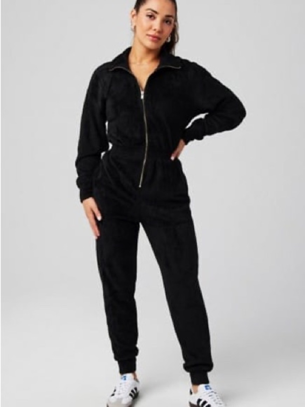 Fabletics Black Zip-Front Jumpsuit